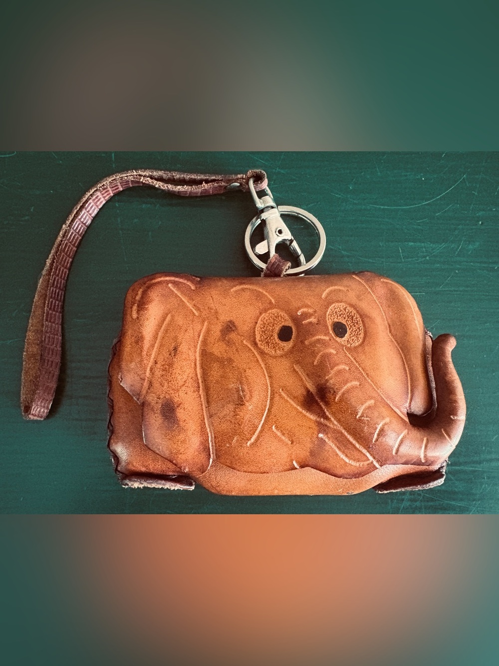 Leather Elephant Coin Purse Keychain